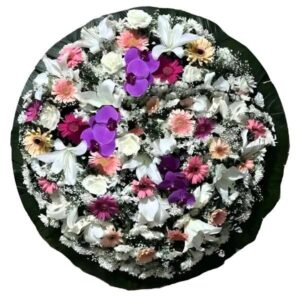 Coroa de flores luxo rosa, e lilas
