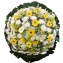 Coroa de flores santo andré branca e amarela com flores frescas